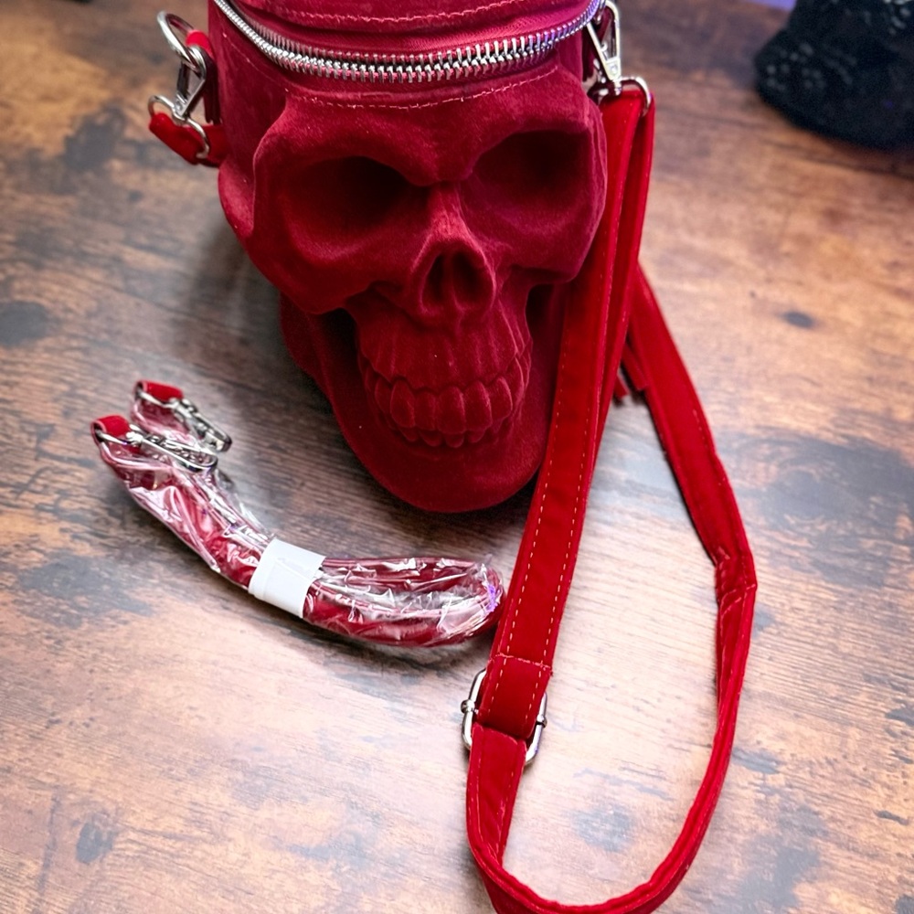 Killstar Red Skull Crossbody Bag
